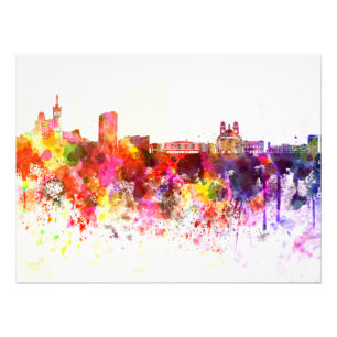 Foto Marseilles skyline in watercolor background