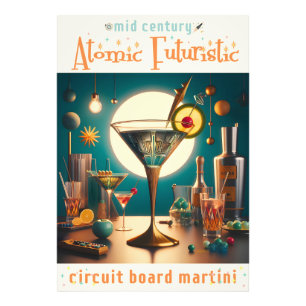 Foto Martini futurista de placa de circuito atómico