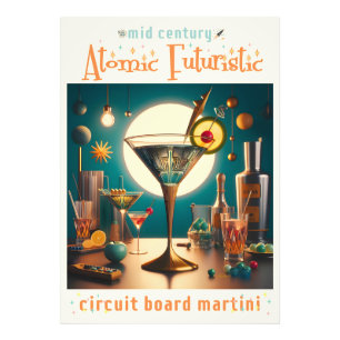 Foto Martini futurista de placa de circuito atómico