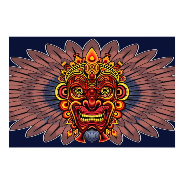 Foto Máscara ritual del rey guerrero tribal (Frente)