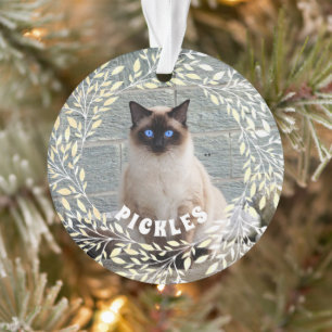 Foto mascota Gato Leafy Wreath Ornamento de Navida