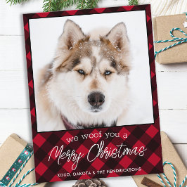Foto mascota personalizada Red Plaid Feliz Navidad