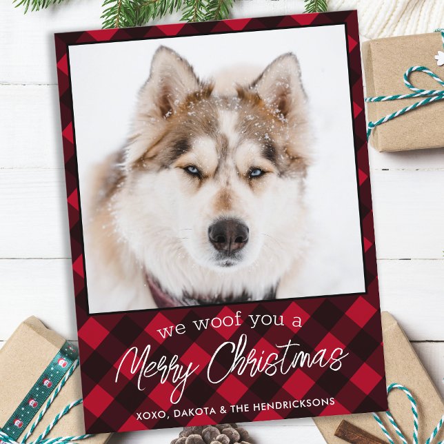 Foto mascota personalizada Red Plaid Feliz Navidad (Subido por el creador)