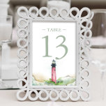 Foto Matrimonio de la playa de color de la mesa 4x6<br><div class="desc">Incorpore en su decoración de bodas de playa un número de bodas elegante y económico con nuestros exquisitos números de mesa 4x6. Estas piezas de excelente factura cuentan con una línea acuática y el pintoresco faro de Júpiter, lo que le aporta un toque de elegancia costera a su día especial....</div>