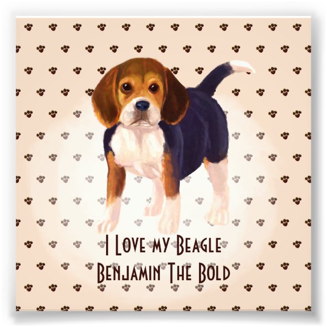 Foto Me encanta mi Beagle Añadir nombre Personalizado P (Frente)