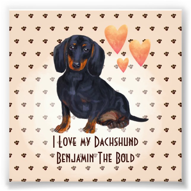 Foto Me encanta mi Dachshund Añadir nombre Personalizad (Frente)