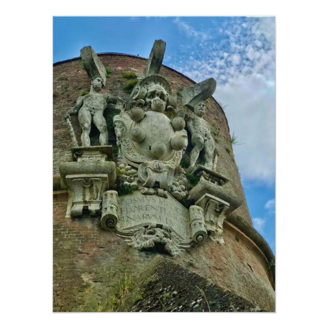 Foto Medallón sobre la muralla exterior de Siena (Itali (Frente)