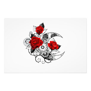 Foto Media luna mecánica con rosas rojas