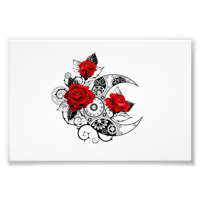 Foto Media luna mecánica con rosas rojas (Frente)