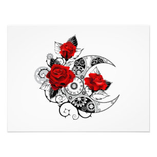 Foto Media luna mecánica con rosas rojas