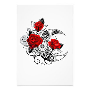 Foto Media luna mecánica con rosas rojas