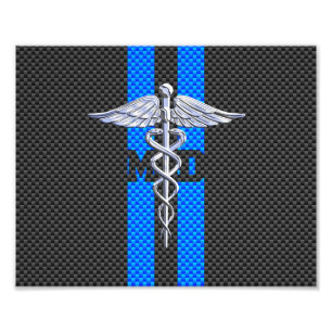 Foto Médica médico MD Caduceus en la impresión de fibra