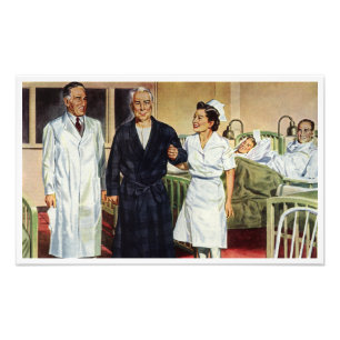 Foto Medicina antigua, médico y enfermera con paciente