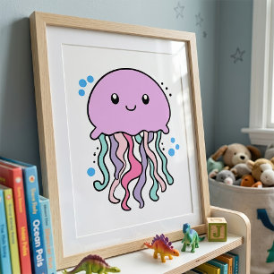Foto Medusa bebé Kawaii sonriente con burbujas