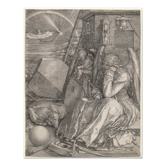 Foto Melancholia I, grabada por Albrecht Durer (Frente)