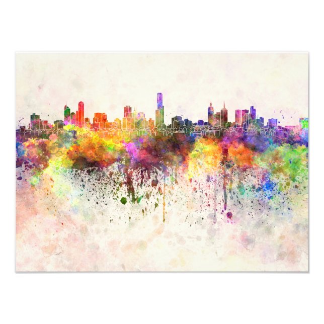 Foto Melbourne skyline in watercolor background (Frente)