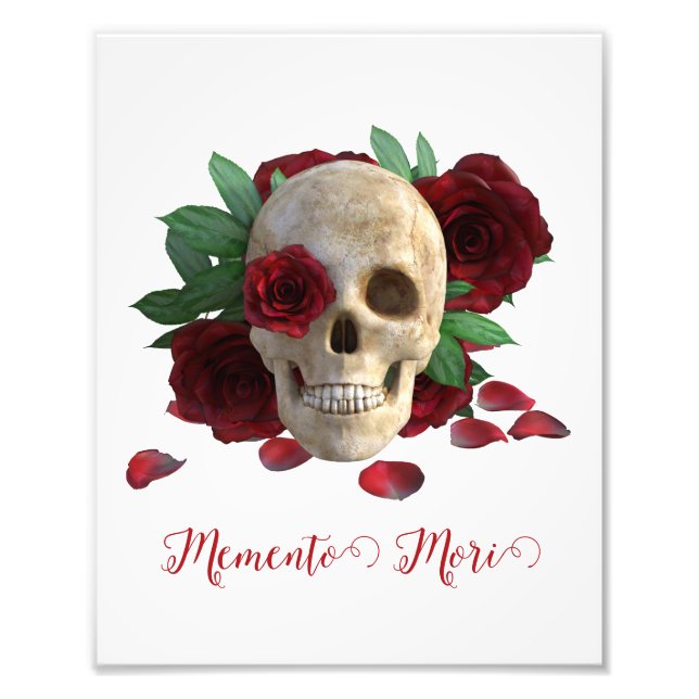 Foto Memento Mori. Cráneo con rosas rojas (Frente)