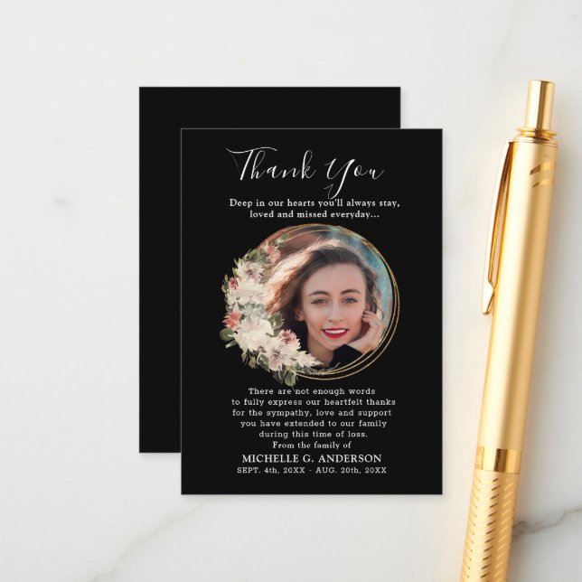 Foto Memorial Floral Golden Wreath Tarjeta de agra (Anverso/Reverso In Situ)