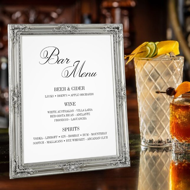 Foto Menú clásico de barras en blanco y negro 8 x 10 pu (Subido por el creador)