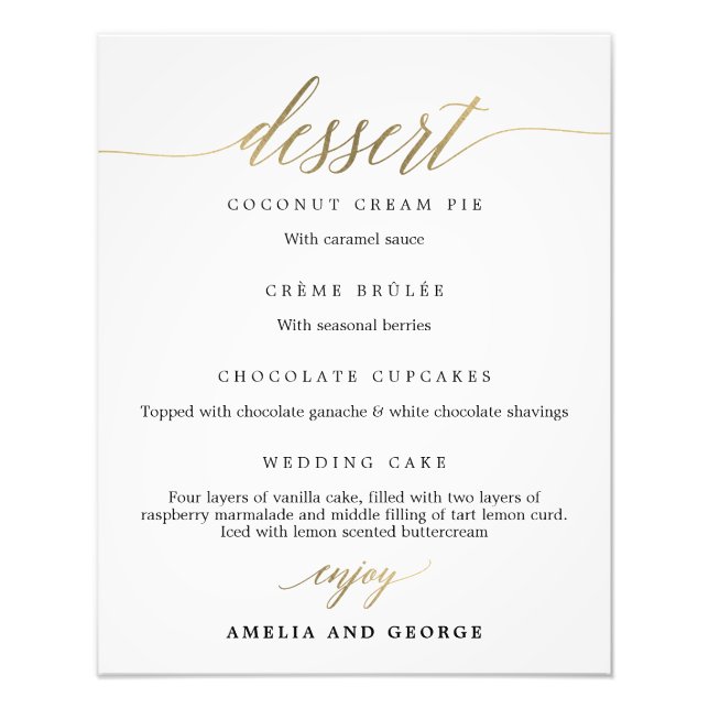 Foto Menú de postres Elija su tamaño (Frente)