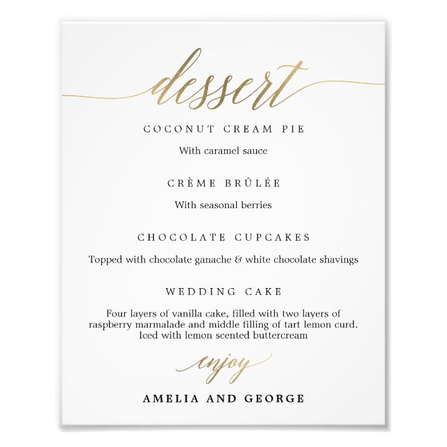 Foto Menú de postres Elija su tamaño (Frente)