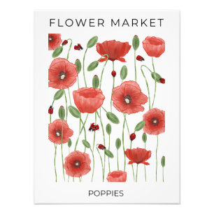 Foto Mercado de Flores Amapolas Rojas y Mariquitas