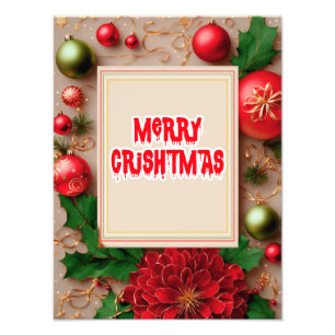 Foto Merry Christmas Flower Wreath