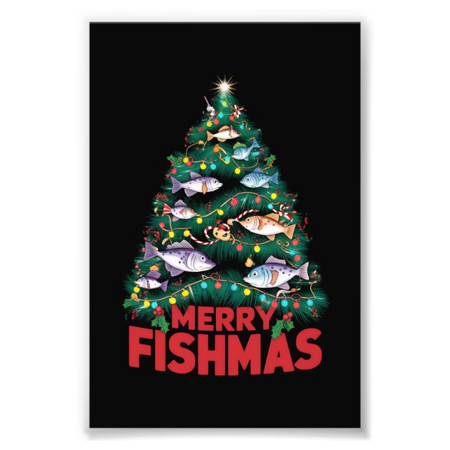 Foto Merry Fishmas Christmas Tree Enfoca la pesca de pe (Frente)