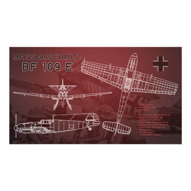 Foto Messerschmitt Bf 109 Blueprint (Frente)