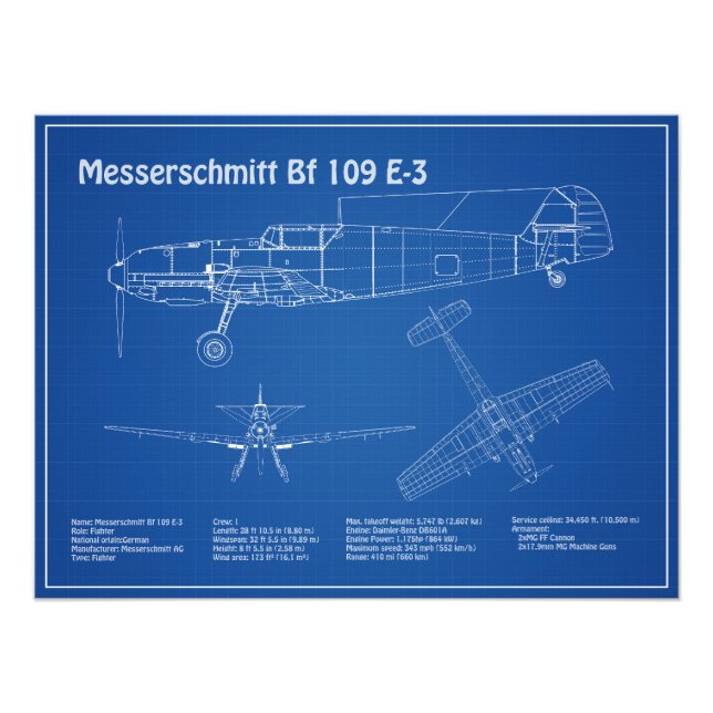 Foto Messerschmitt Bf 109 - Plano aéreo AD (Frente)