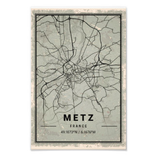 Foto Metz france map print poster canvas
