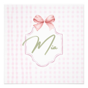 Foto Mia Personalizada Bebé Niña Nursery Bow & Gingham