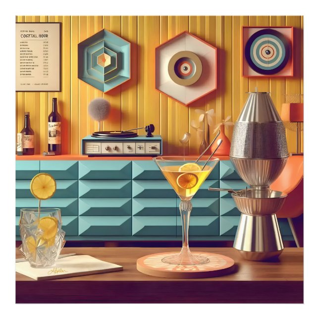Foto Mid Century Atomic Retro Futuristic Party Room (Frente)