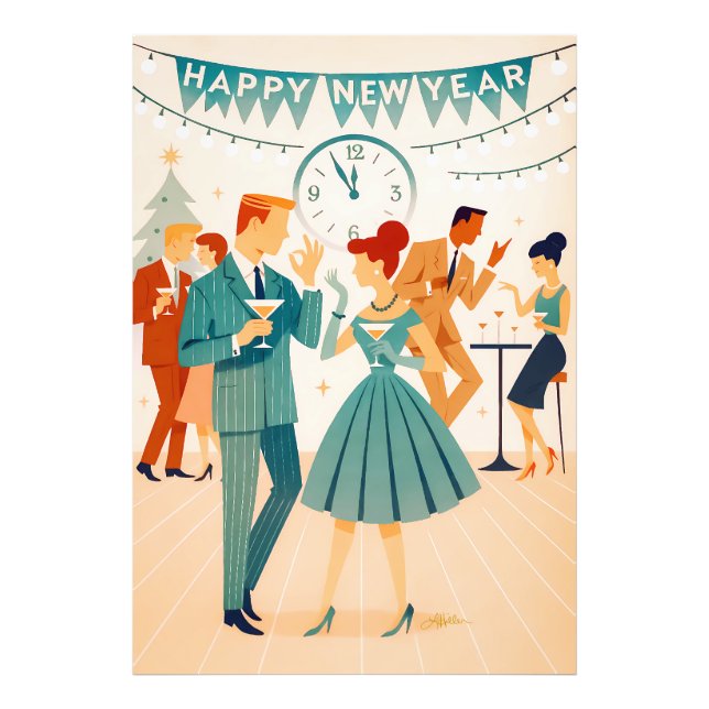 Foto Mid Century Happy New Year The Martini Dance (Frente)