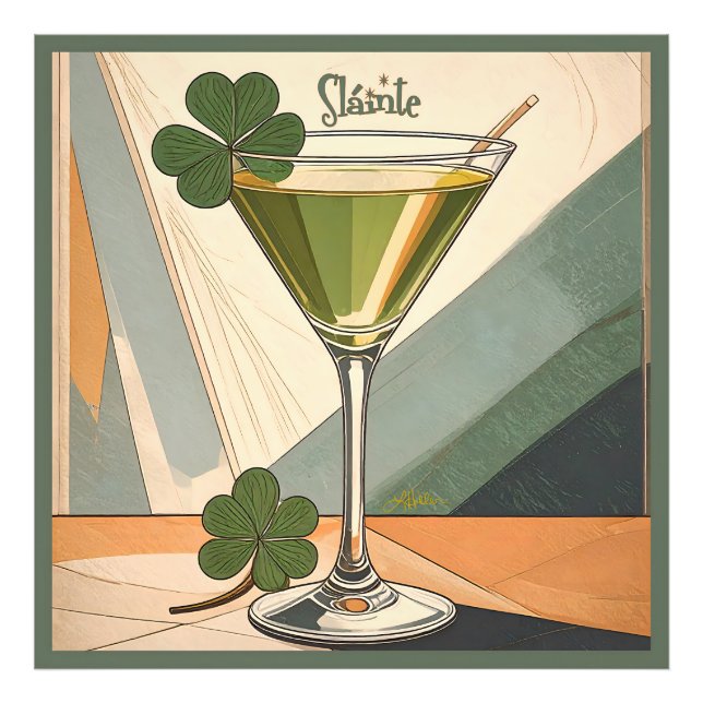 Foto Mid Century Modern Art Shamrock Martini Sláinte!  (Frente)