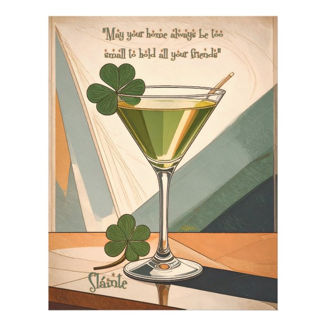 Foto Mid Century Modern Art Shamrock Martini Sláinte!  (Frente)