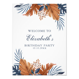 Foto Midnight Blue Monstera Welcome Sign