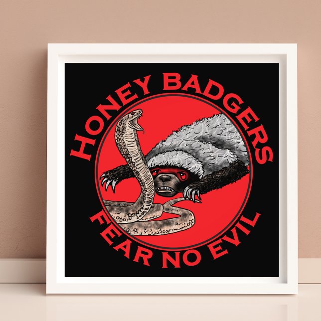 Foto Miedo a la maldad Badia Miel Badger Arte Animal Ro (Honey badger quote fear no evil pred and black poster with honey badger and cobra snake illustration)