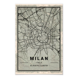 Foto Milan italy map print poster canvas