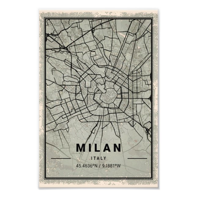 Foto Milan italy map print poster canvas (Frente)
