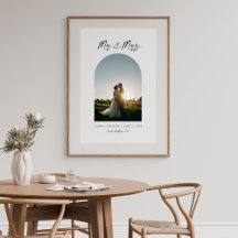 Minimal Arch Photo Custom Mr and Mrs Poster
