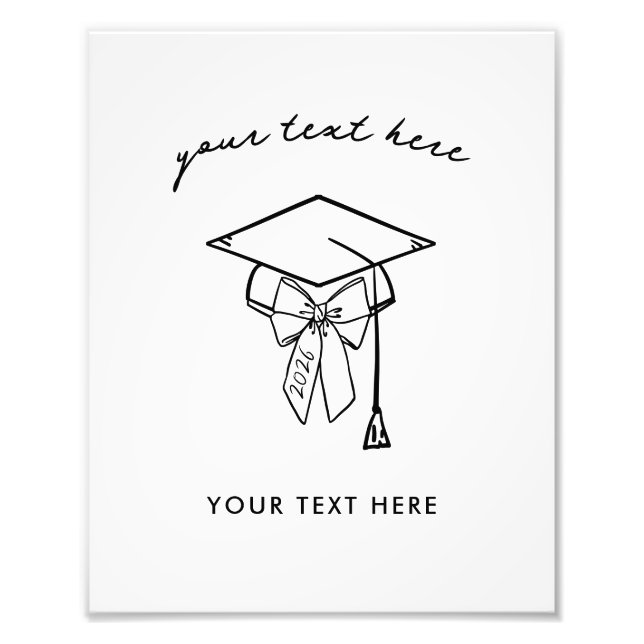 Foto Minimalist Graduation Cap with Bow Sign (Frente)