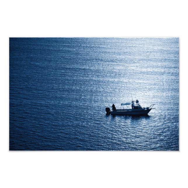 Foto Minimalist Ocean Wall Art Fisherman Blue (Frente)