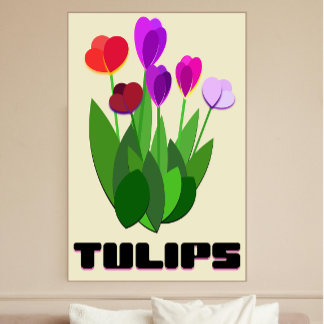 Foto Minimalist Tulips Art Print – Modern Floral Poster