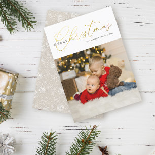 Foto minimalista con guión dorado de navidad