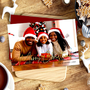 Foto minimalista de Navidad Gold y Red Merry