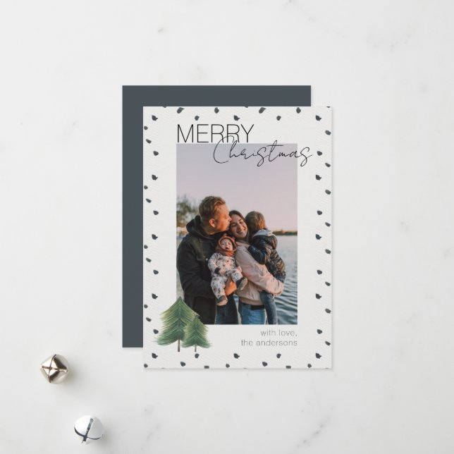 Foto Minimalista moderna, tarjeta navideña Merry (Anverso/Reverso In Situ)