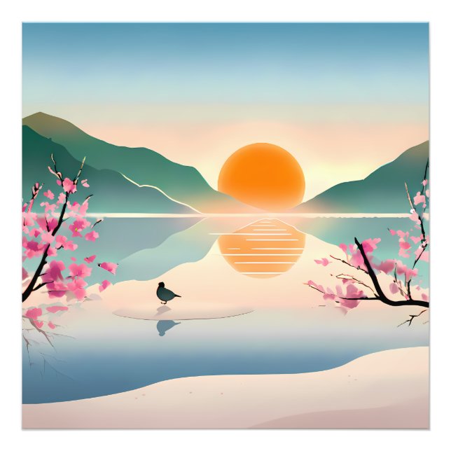 Foto Minimalista Zen Sunrise Lake (Frente)