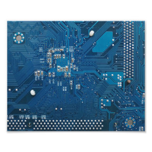 Foto modelo electrónico azul del ordenador de placa de