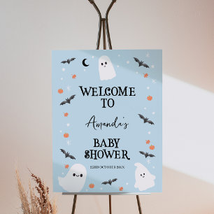 Foto Modern Blue Halloween Bienvenidos al Rótulo Baby S